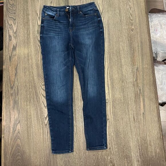 Copper Key Skinny Jeans High Rise Whisker Denim Stretch Dark Wash Blue Size 7 - Picture 1 of 11